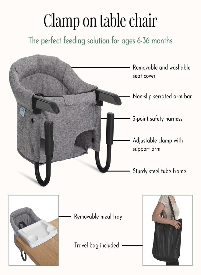 Evolur évolur Clamp-On Comfort Table Chair, Portable Clip-On High Chair for Babies & Toddlers (6–36 Months), Removable Washable Seat Cover, Dishwasher-Safe Tray, Foldable Design with Carry Bag – Gray - Image 2